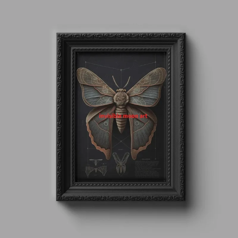 Vintage Gothic Dark Style Insect Golden Moth and Beetle Art Poster Canvas Painting Wall Print Picture for Living Room Home Decor