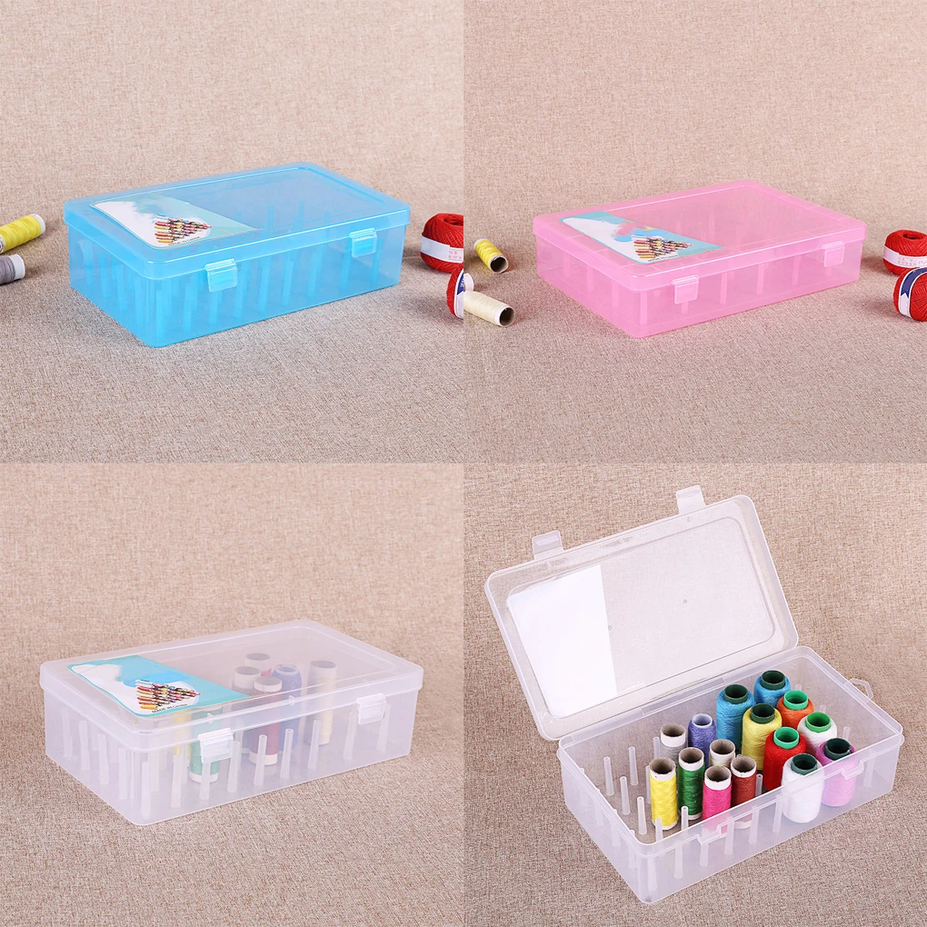 Sewing Thread Box 42 Spools Plastic Storage Case Home Cross-stitch Sew Double Lock Organizer Container Supplies