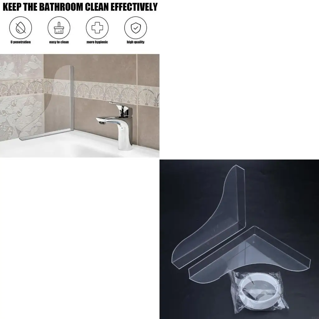 2pcs/set Bathroom Splash Cover Clear Acrylic Protective Cover Accessory for Home Bathroom Countertop Protections Supply B95B