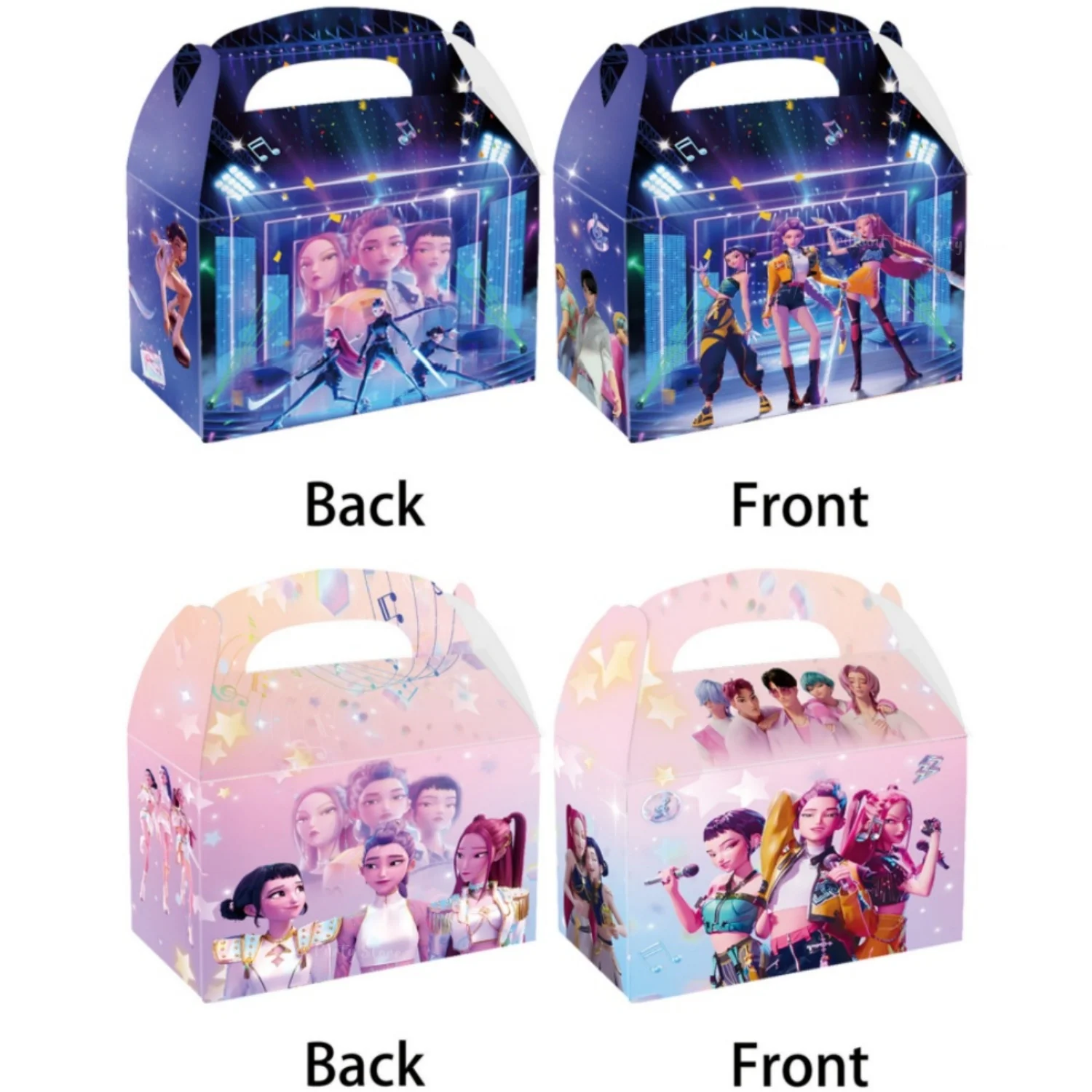 Demon Hunters Party Kpop Favor Treat Boxes Paper Gift Big with Handles for Snacks Cookie Candy Toys Birthday Party Babyshower