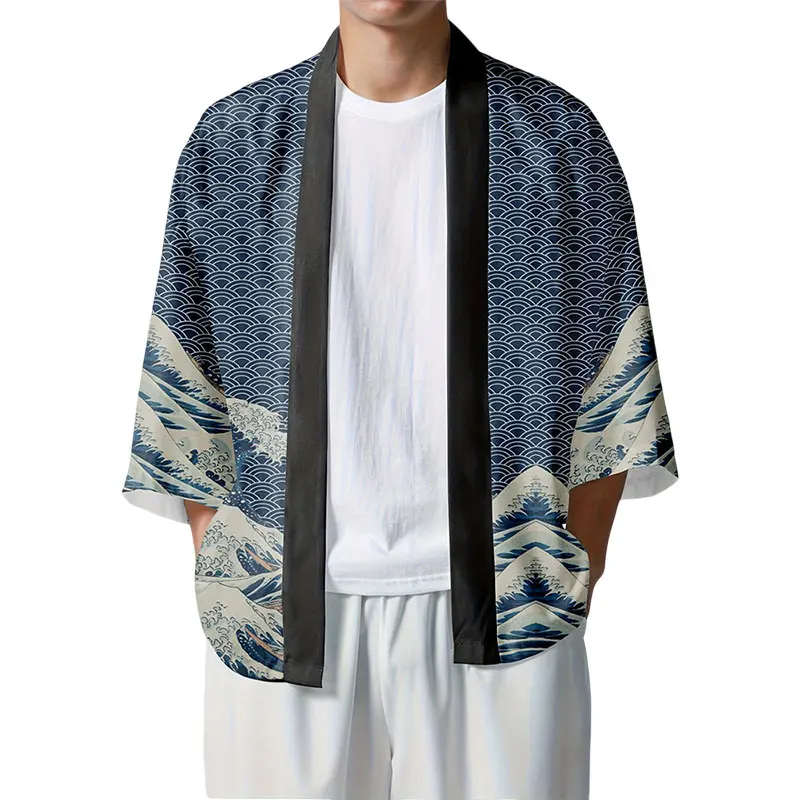 Традиционное мужское кимоно с 3D принтом Fox, повседневный свободный мужской кардиган, городская уличная модная мужская одежда 2XS-4XL