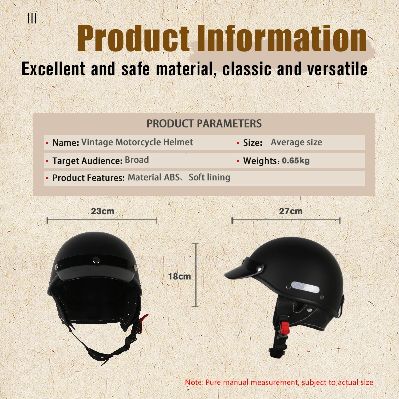 Vintage Helmet Motorcycle Helmet ​Cruiser half helmet Men Women Adult Child All seasons summertime Simple and nice