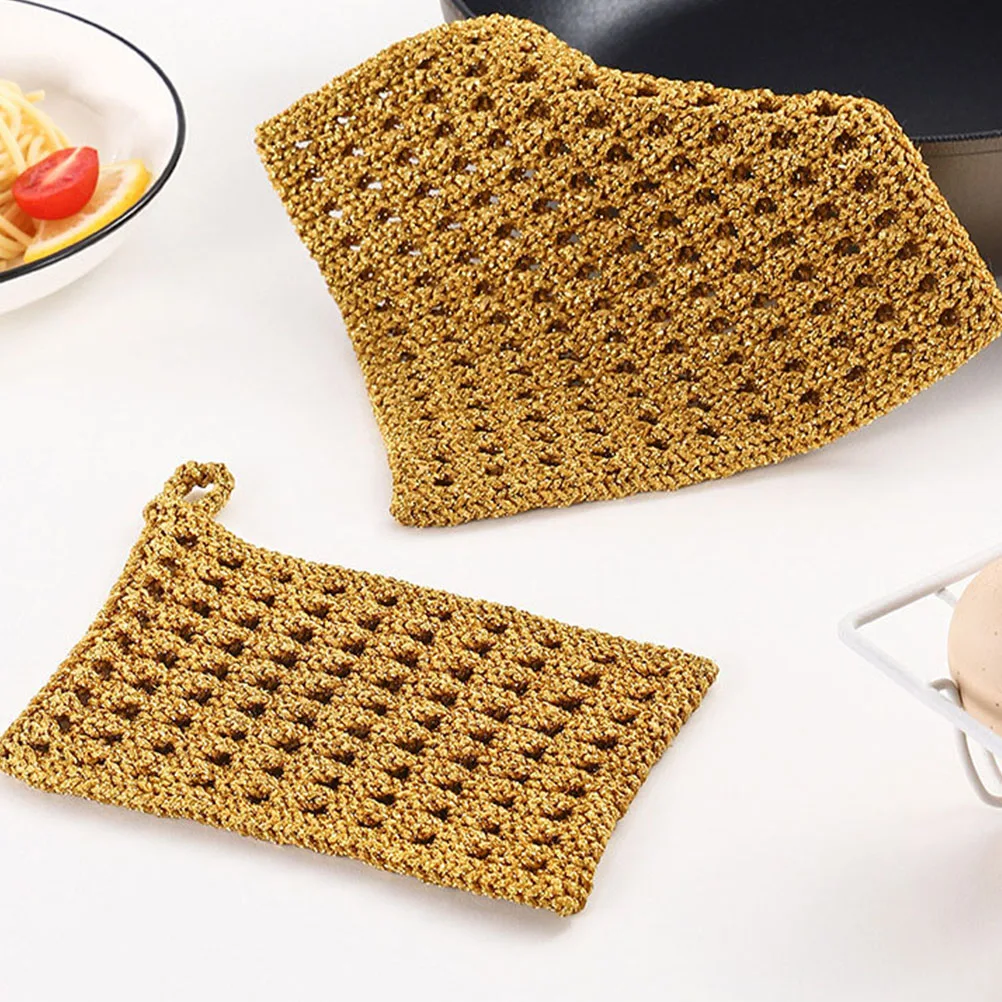 

3pcs 16x16cm Korean Golden Thread Dish Towels Non-Scratch Kitchen Cleaning Cloths Multi-Purpose Wash Scrubber Mesh Sponge Rags