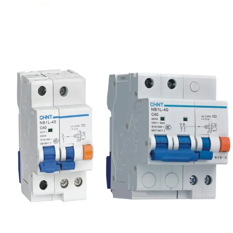 CHINT Leakage Circuit Breaker NB1L-40 1P+N 2P Electromagnetic Switch RCBO Type C 16A 20A 25A 40A 30MA 100MA Original Product