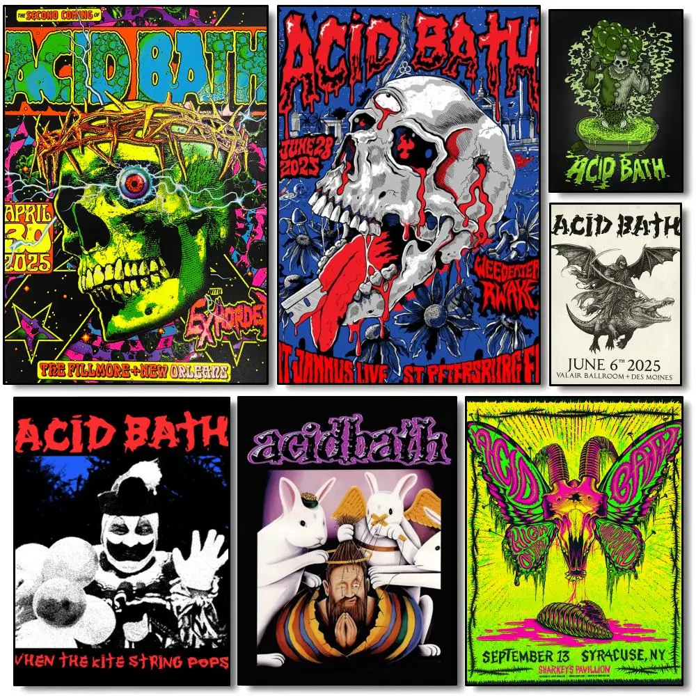 Sludge Metal A-Acid Bath Poster Modern Minimalist Wall Art Prints for Bedroom Living Room Home Decor Interior Gift