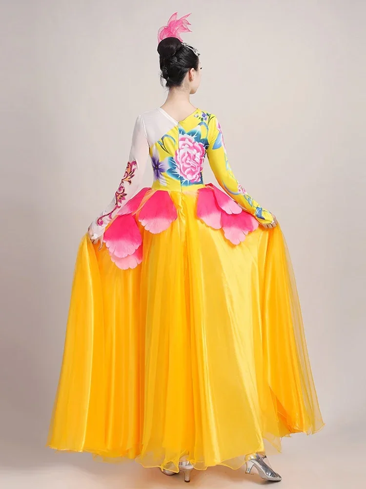 Long robe Flamenco fille Skirts yellow Flamenco Dresses For Women Girls Spanish Bullfight Belly Dance Dress Skirt