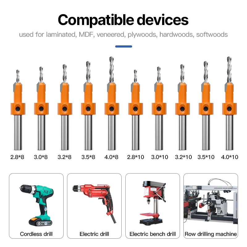 HUHAO 8mm Gambo HSS Lavorazione Del Legno Svasatore Router Bit Vite Estrattore Remon Demolizione per Legno Fresa Strumento di Lavorazione Del Legno