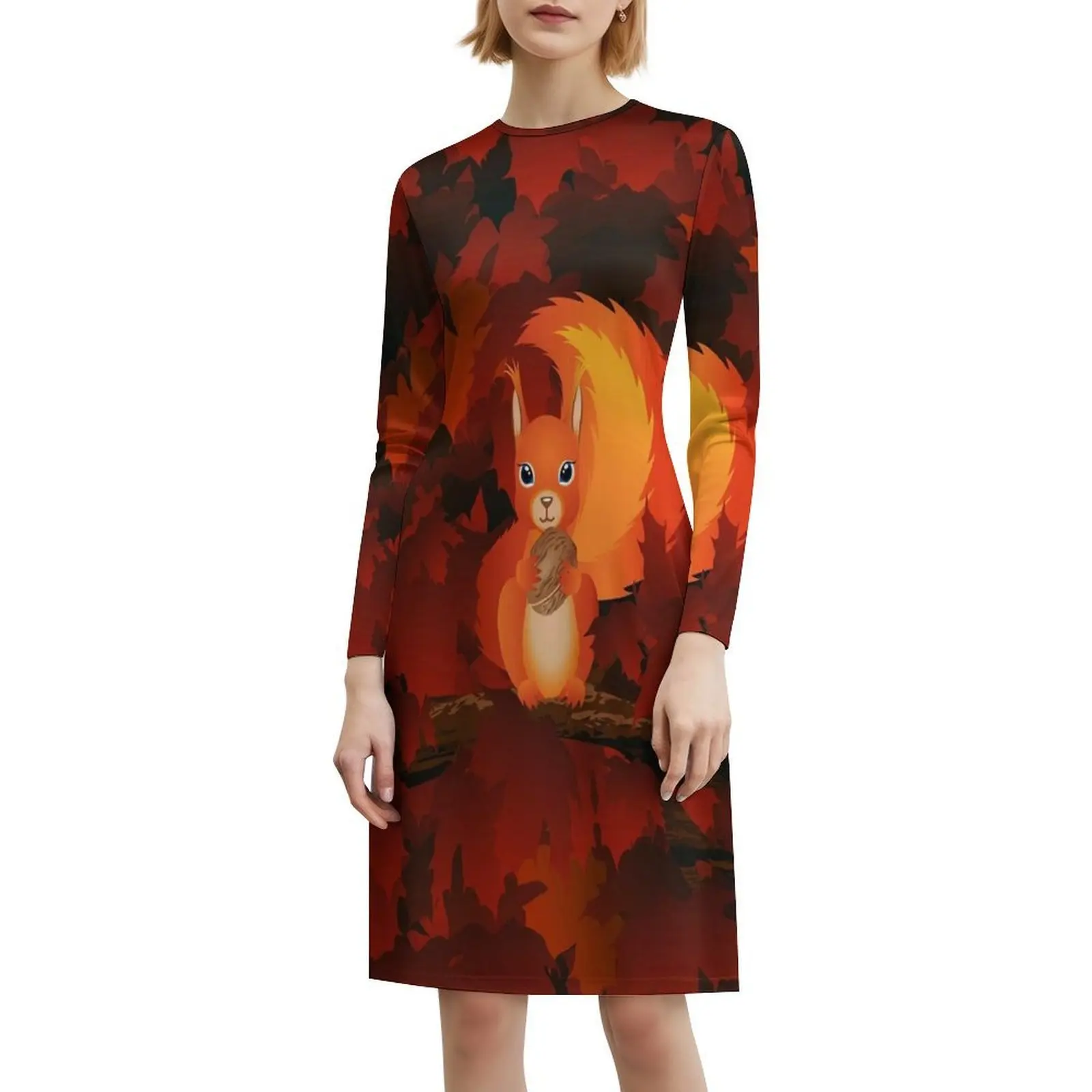 فستان قصير على طراز السنجاب Preppy للنساء على شكل حرف a فضفاض مناسب فستان يوم غير رسمي للخريف والخريف فساتين نسائية لطيفة للهالوين الطبيعي #6