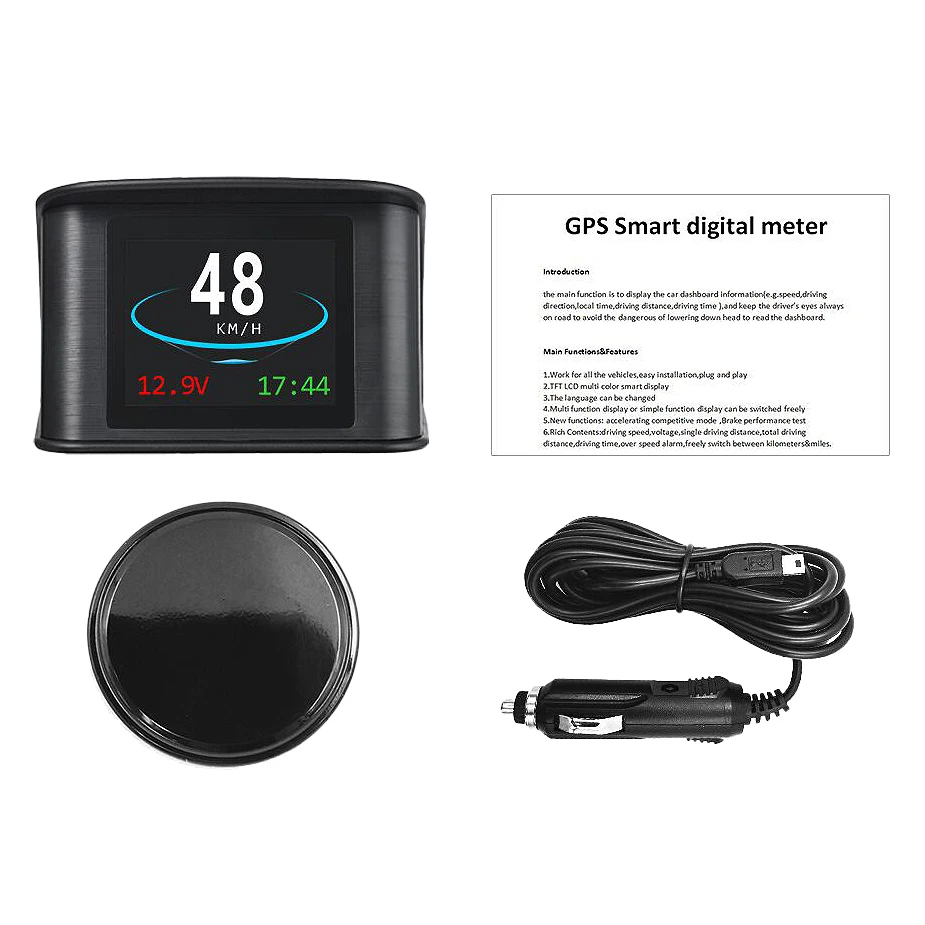 

Universal Car HUD Head Up Display Digital GPS Speedometer with Speedup Test Brake Test Overspeed Alarm for All