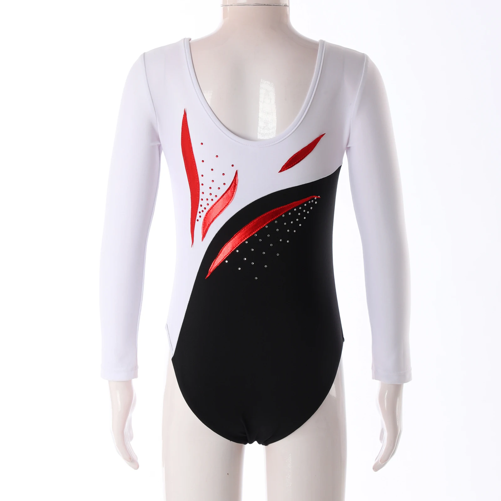 2024 Girls Gymnastics Ballet Dance Leotard Long Sleeve Shiny Rhinestone Slim Fit Leotards Bodysuit Kids Figure Skating Dancewear