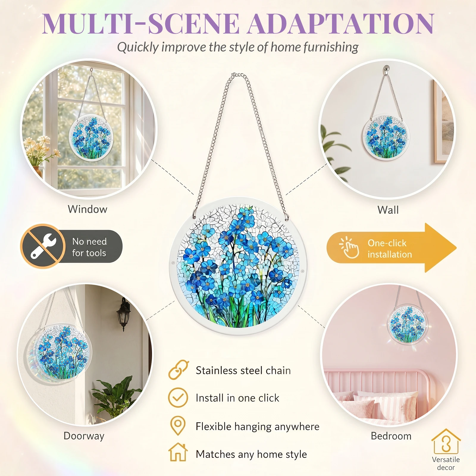 Acrylic Suncatcher Puzzle 7.4inch DIY Sun Catcher Puzzle Kit Window Hanging Creative Home Decoration for Garden Walls Porches - view 6