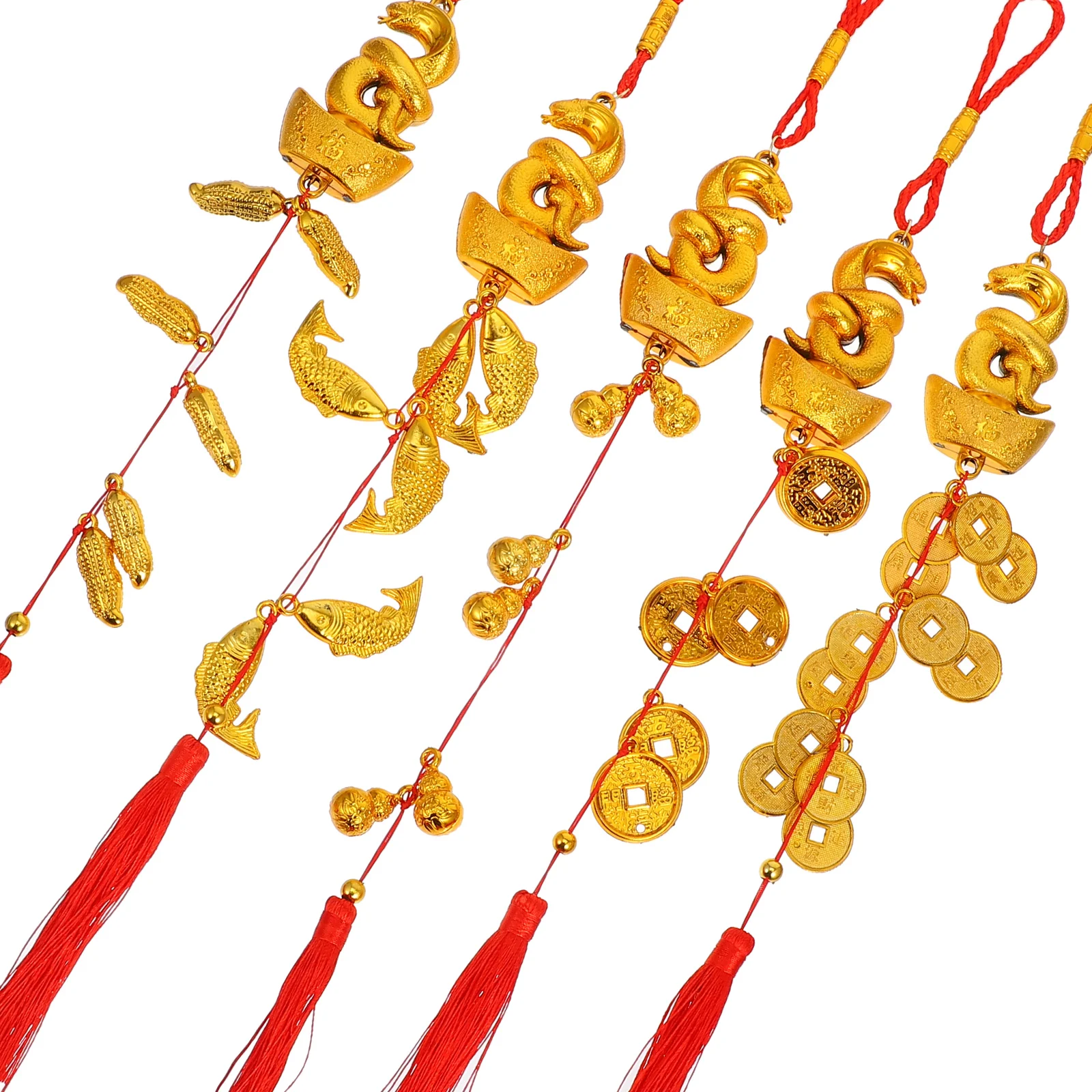 Adornos colgantes para Festival chino, decoraciones navideñas para coche de Año Nuevo, suministros festivos con borlas, colgante, bonsái de plástico, 5 uds.