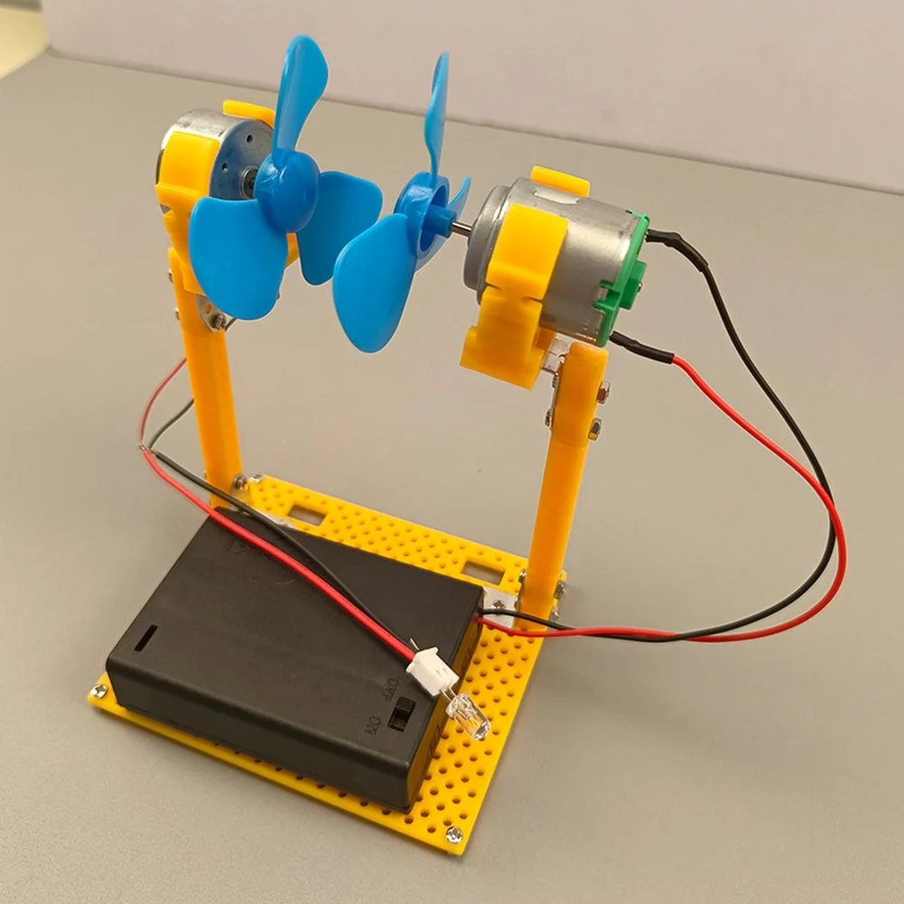 DIY for educational Kit for to for construct a Working Wind for turbine That Generates 5V Power to Light LEDs Using Airflow or