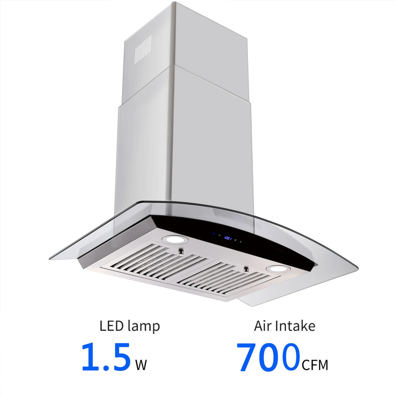 Tieasy 30 Inch 700 Cfm Glazen Aanraakknop Met Led-Lampjes Roestvrijstalen Keukenafzuigkap Usgd1875b