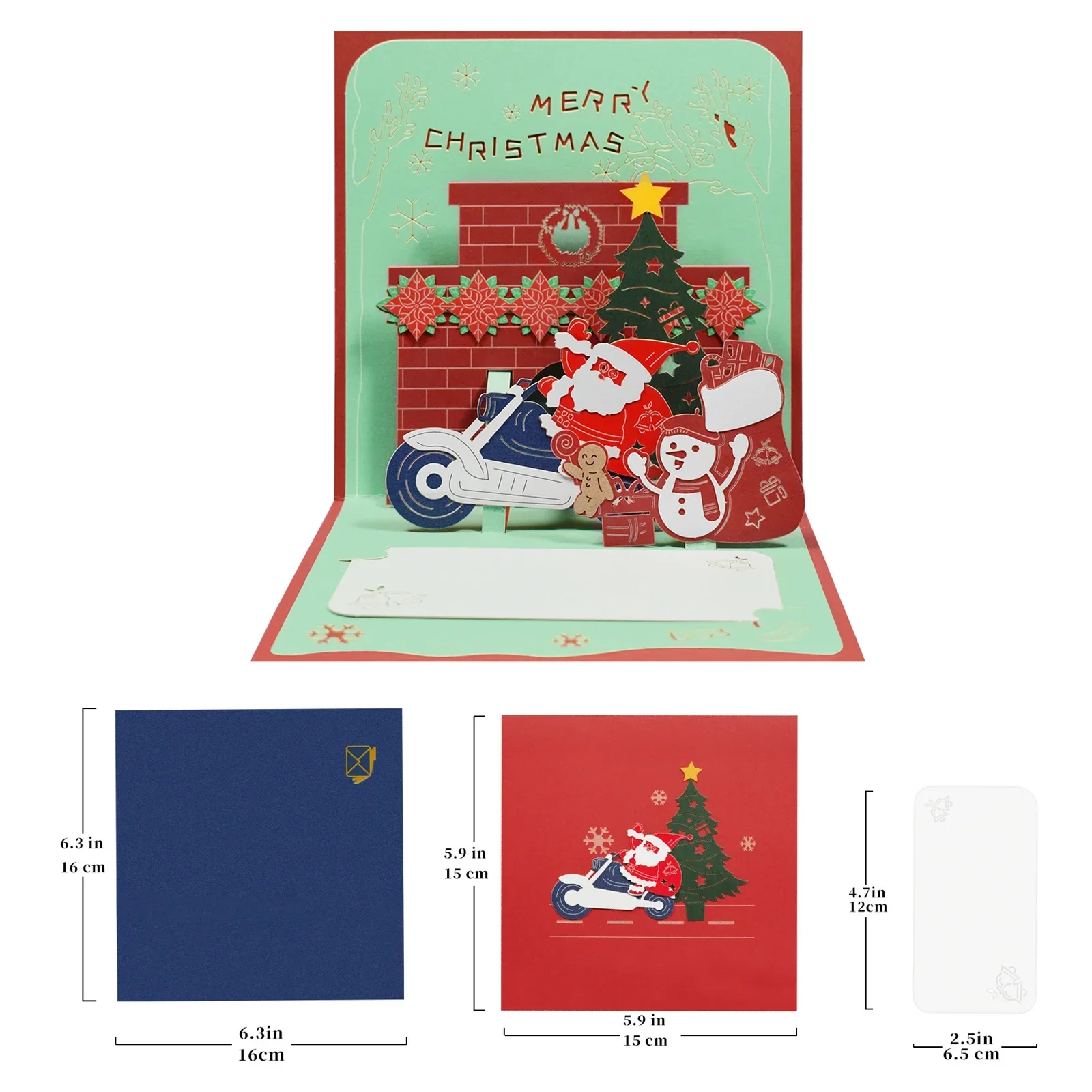 Christmas Card Pop Up 3D Greeting Card New Year Merry Christmas Cards Winter Gift Pop-Up Cards New Year Greeting Cards
