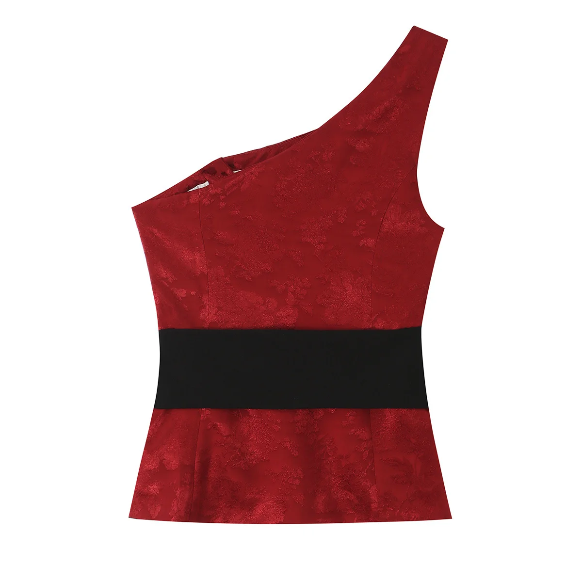 TFMLN Damen One-Shoulder Asymmetrisches Top und Midi-Rock Zweiteiler Set Modische Schwarze Schleife Taillengürtel Dekoration Elegante Abendgarderobe – Detail 4
