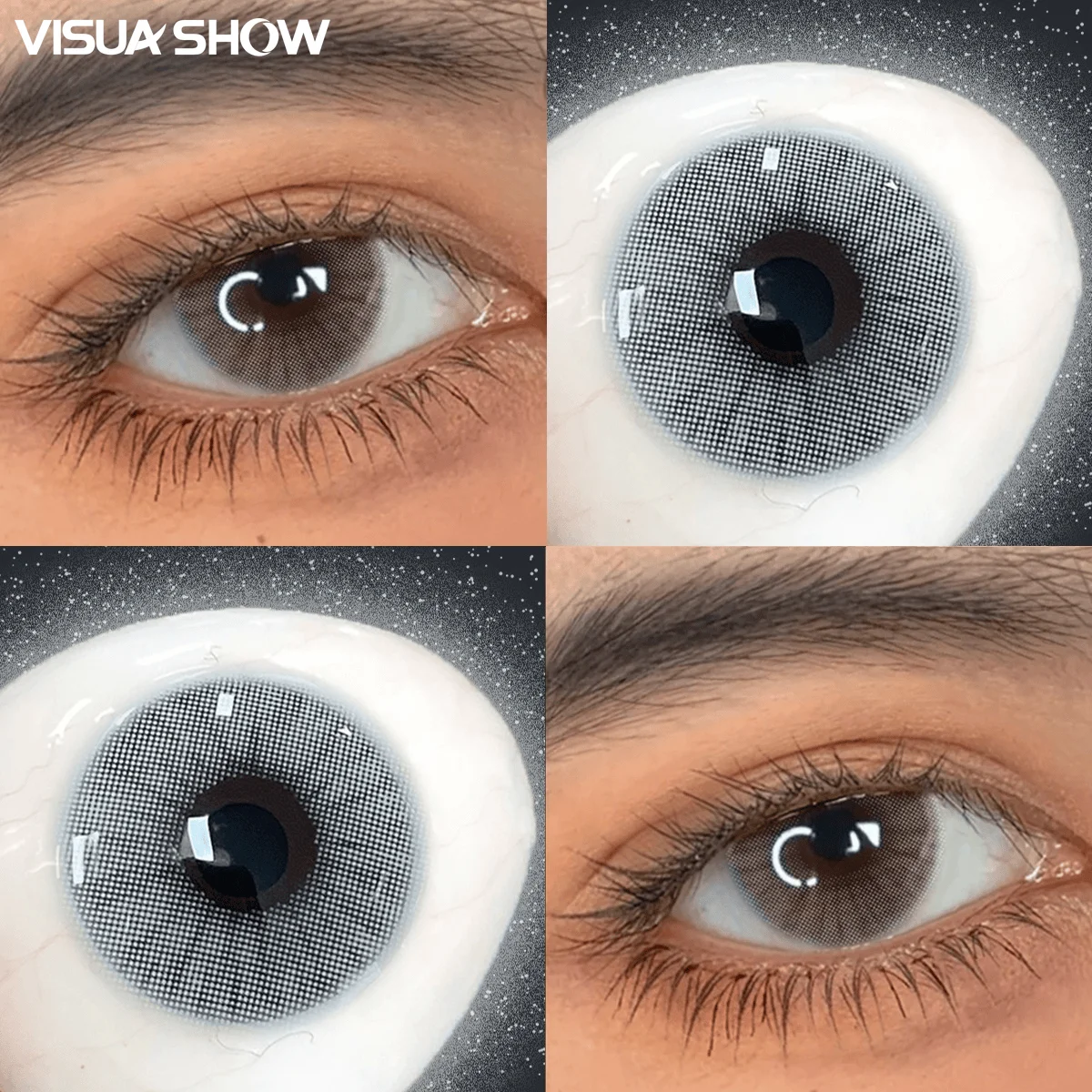 VISUASHOW 1 Paar graue Kontaktlinsen, kleine Pupille, halbjährlich verwendbare, farbige Kontaktlinsen zur Augenvergrößerung für Beauty, Cosplay und Make-up – Detail 8