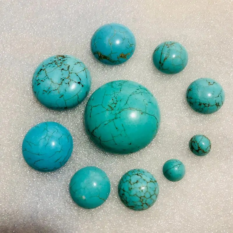 Wholesale 5pcs/pack Natural Magnesite Turquoise Bead Cabochon 8mm 15mm 20mm 25mm 30mm Round Gemstone Jewelry Cabochon Pendants