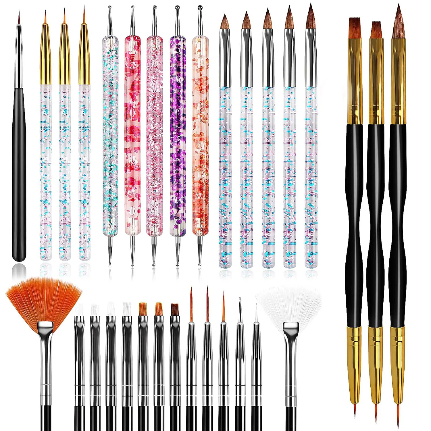 31pcs Nail Art Brushes Nail Art Dotting Tool Set Nail Art Liner Brush Nail Drawing Pens For Beginners And Salon Home Use