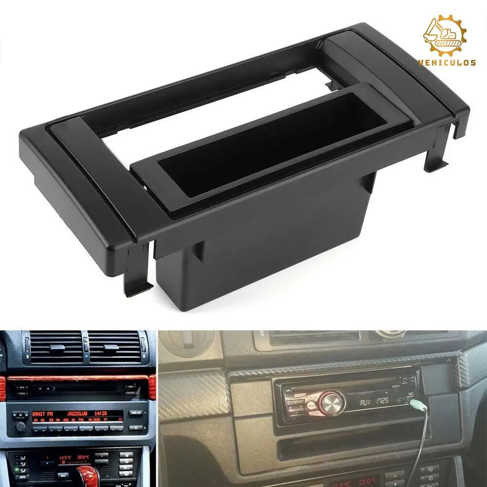 

For BMW 5 Series E39 X5 E53 Radio Fascia Panel 1 Din Stereo Frame Dash Mount Trim CD Player Adapter Black