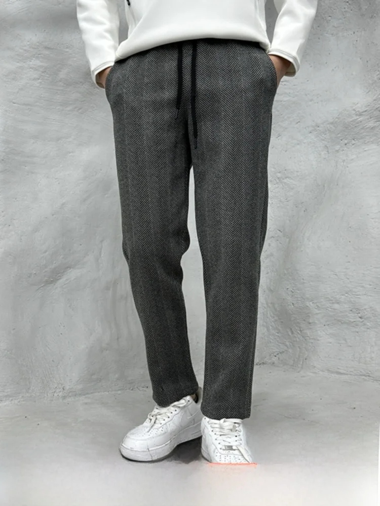 

Мужские модные трикотажные повседневные брюки, осень-зима, прямые брюки свободного покроя, молодежные длинные брюки для активного отдыха