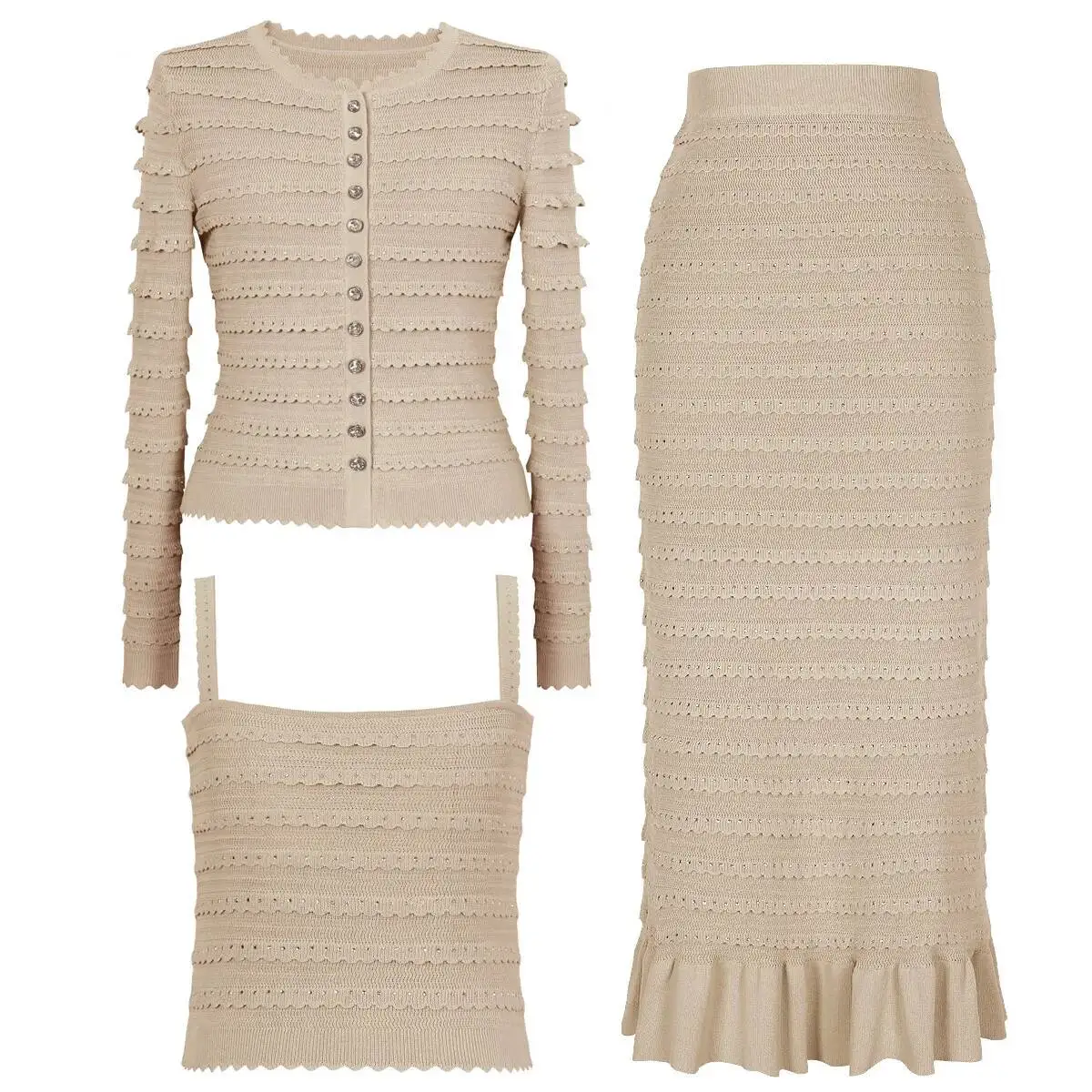 LEOSOXS Women's Luxe Three-Piece Skirt Set Versatile Pieces & Chic Silhouettes For Elegant Occasion Styling Look 2025 image 5