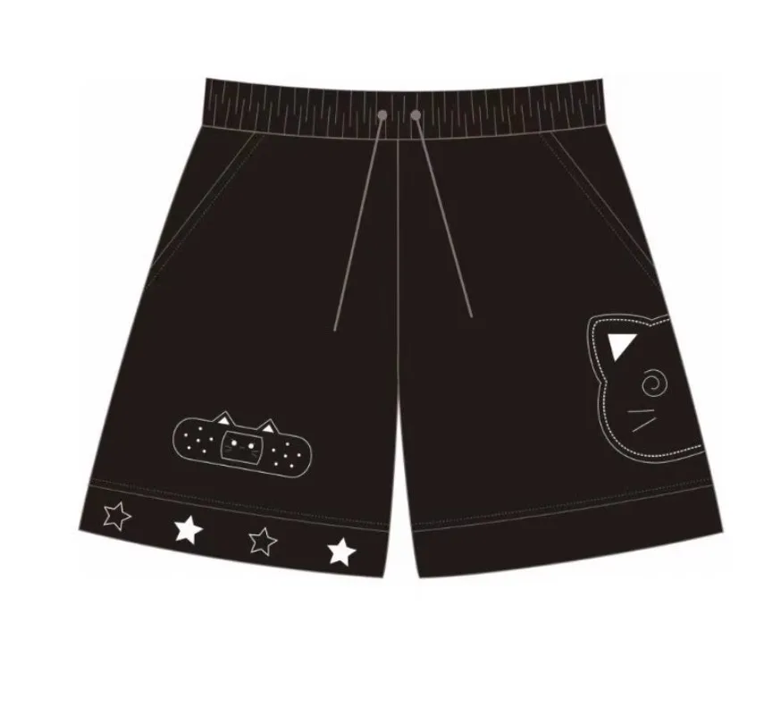 Japanese Two-dimensional Subculture Y2k Millennial Cute Abby House Cat Print Summer Five-point Wide-leg Shorts Women
