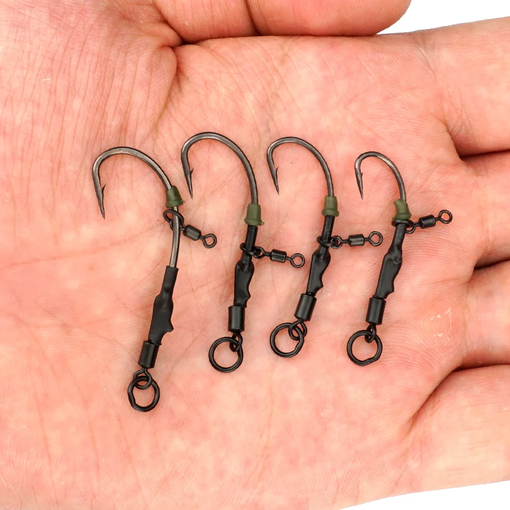 Hirisi الكارب الصيد الحفارات روني تلاعب هوك تلاعب مجموعة 4 قطعة جاهزة للاستخدام محطة معالجة أطقم ، معدات صيد الأسماك الملحقات