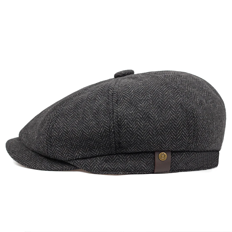 Retro Newsboy Caps für Herren, achteckige Hüte, britische Malerhüte, Herbst-Winter-Baskenmützen, Fischgrätmuster-Flatcaps, Hip-Hop-Baskenmützen, Gorras – Detail 13