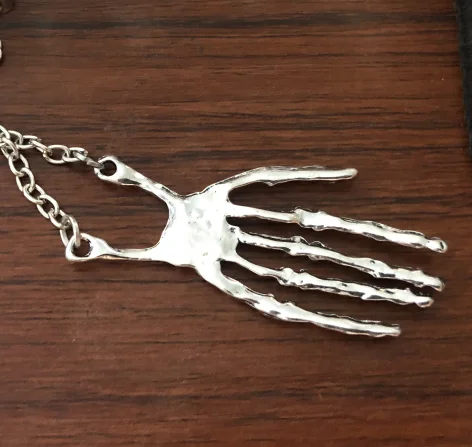 Gothic Skull Bone Hand Necklace Skeleton Palmistry Witch Pagan Gypsy Pendant Fortune Teller Jewelry Hot Charm Gift