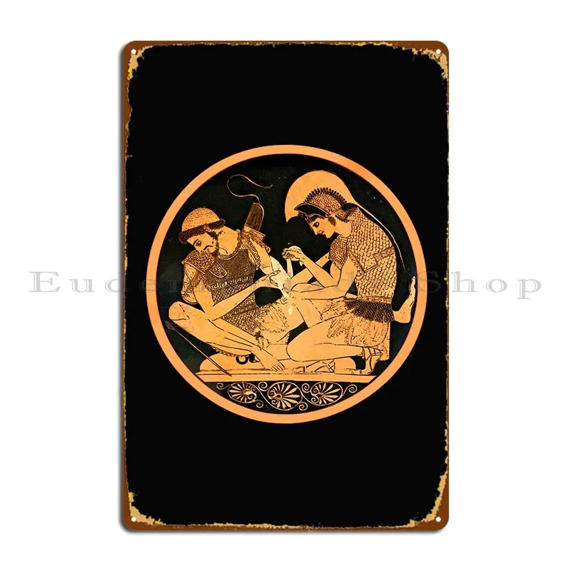 Achilles And Patroclus Greek Pottery Metal Signs Wall Create Customize Print Pub Plates Tin Sign Poster