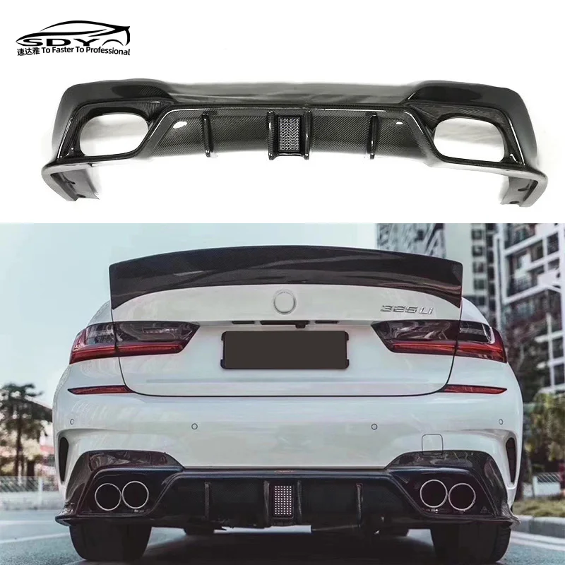 G20 M Tech Carbon Fiber CMS Style Rear Diffuser With Light Rear Bumper Lip Rear Separator for BMW 3 Series G20