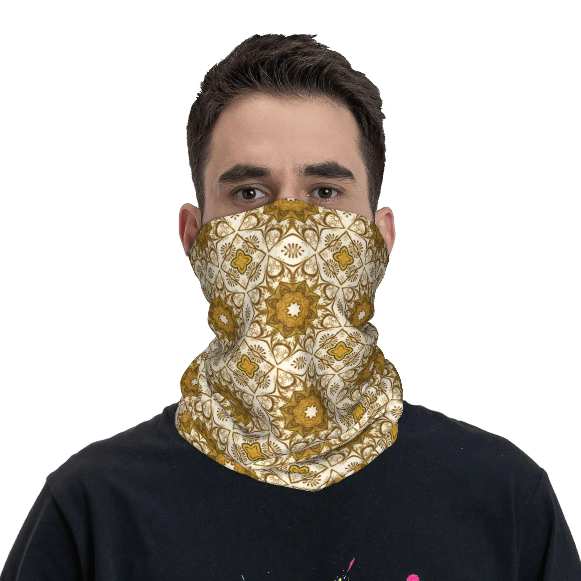 

Batik Mandala Pattern Neck Gaiter Men Women UV Protection Winter Bandana Scarf for Cycling