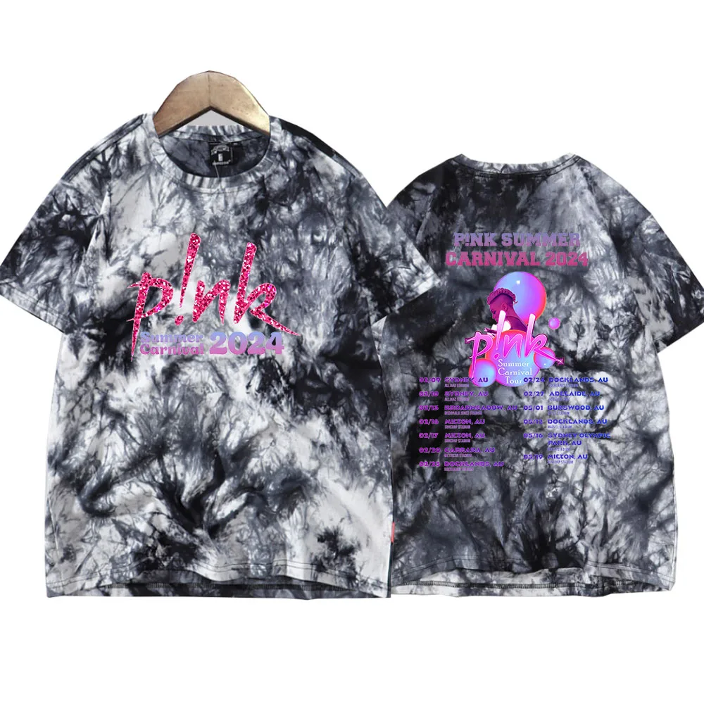 P!nk Pink Singer Summer Carnival 2024 Tour Tie Dye camicie Unisex girocollo manica corta t-shirt