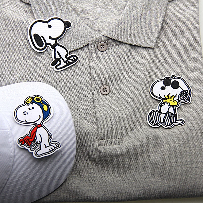 Snoopy Patch Cartoon Embroidered Iron on Patches for Clothing Fashion Backpack Jacket Jeans Sticker DIY Girl Sewing Decoration image 2
