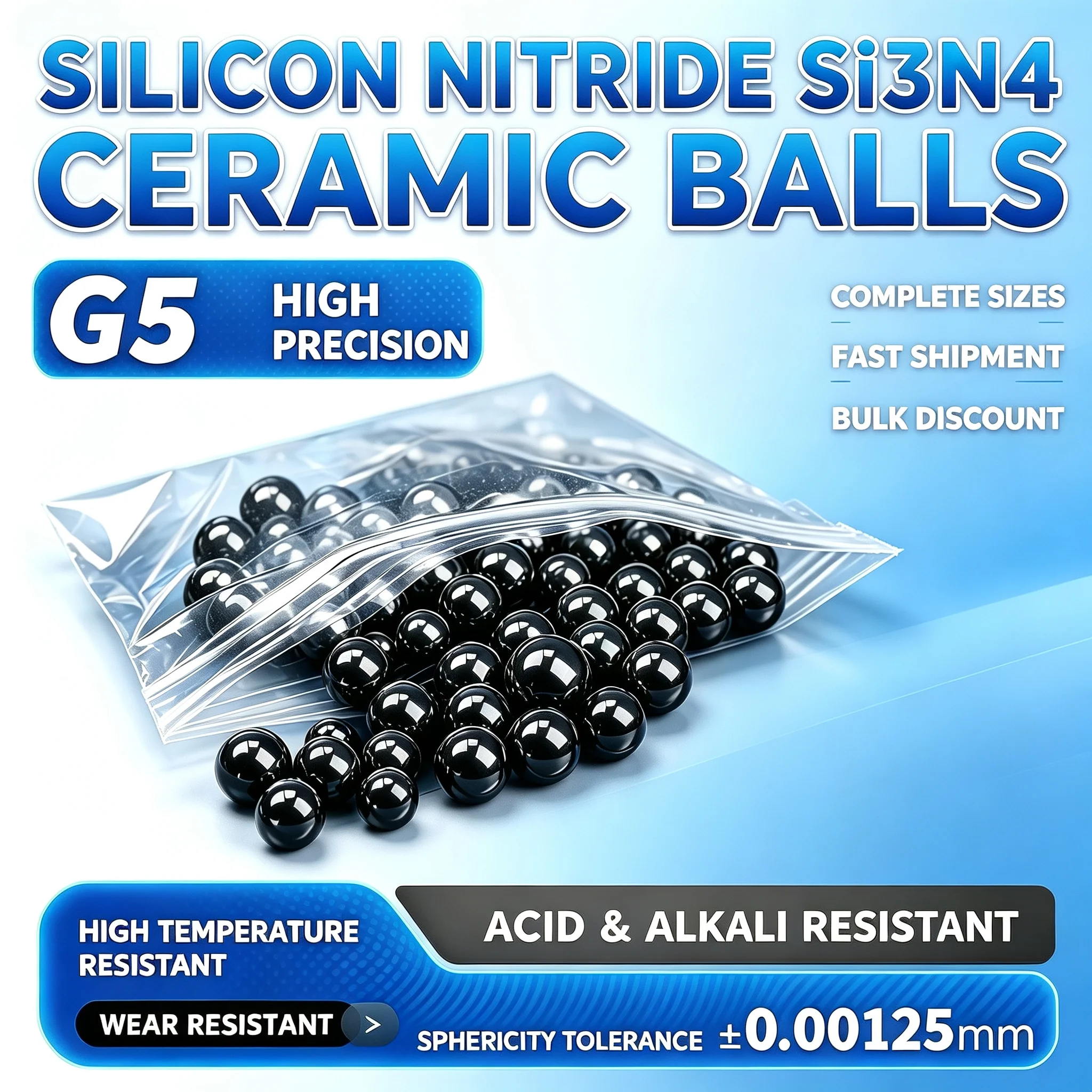 50pcs Silicon Nitride Si3N4 Ceramic Bearing Balls G5 Dia 0.8/1/1.2/1.5/1.588/2/2.381/2.5/2.778/3/3.175/3.5/4/4.5/5-11.906mm