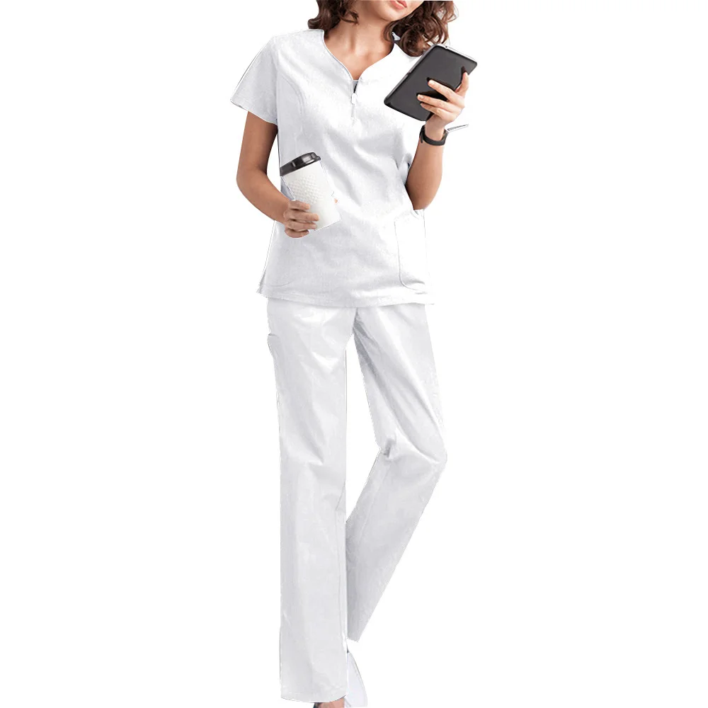 Women Surgical Gowns Short-Sleeved Medical Uniforms Nursing Accessories Dental Cic Pet Hospital Beauty Salon Workwear Clothes