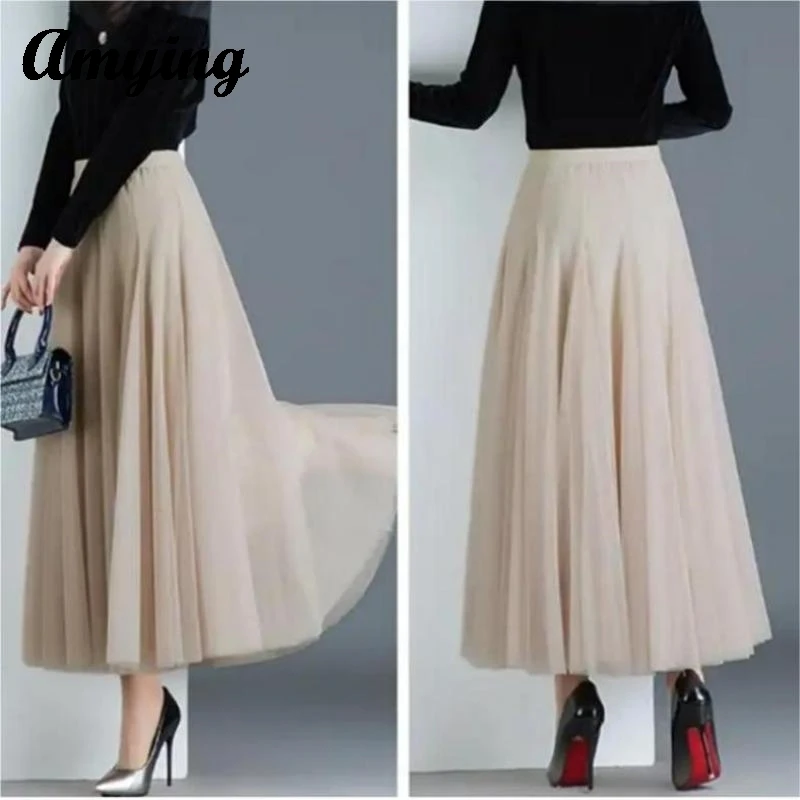 Women Fashion Mesh Skirt Casual Daily Wear Half Skirt Party Dress Modern Dance Social Dance Skirt Square Practice Long Skirt