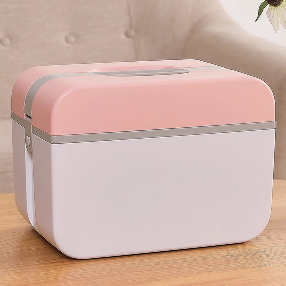 Eco Friendly Plastic First Aid Kit 5235 Medium Pink Multilayer Storage Box for Pills Bottles Home Office School Use