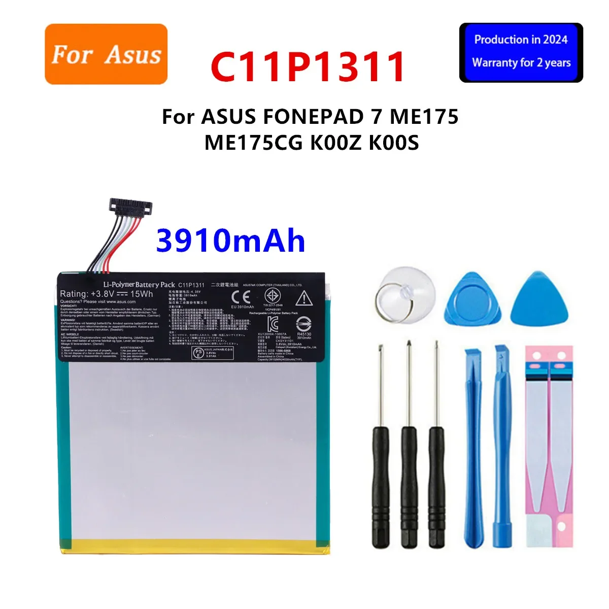 

Brand New C11P1311 3910mAh For ASUS FONEPAD 7 ME175 ME175CG K00Z K00S Tablets Battery+Tools