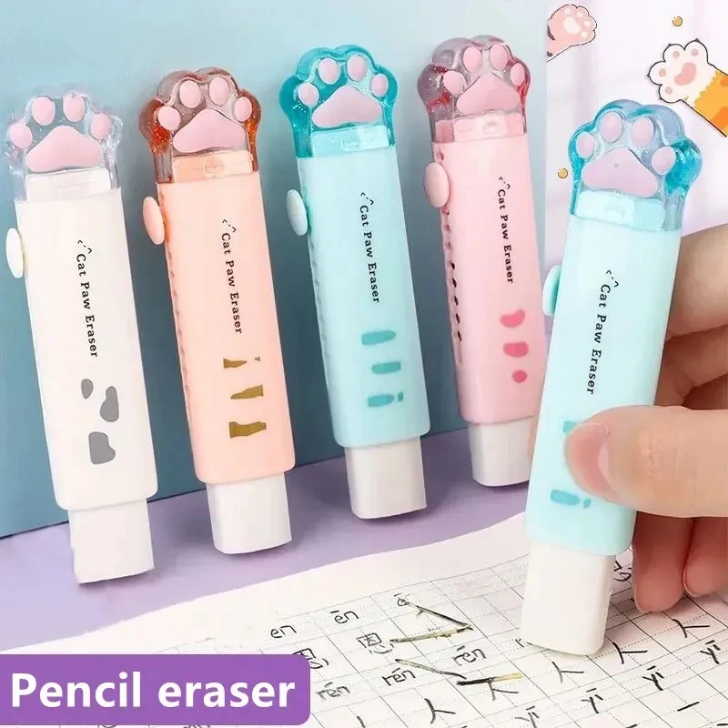 

Cute Push-pull Design Cat Paw Portable Rubber Eraser Kawaii Student Correction Tool Kids School Office Supplies Gift Stationery