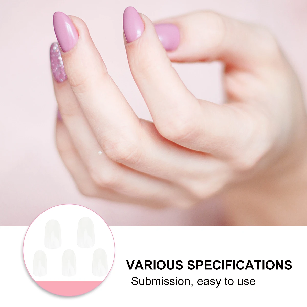 

2 Bags Colorful Fake Nails Creative Nail Art Manicure Accessories Diy Party Decoration Transparent False Nail Stickers