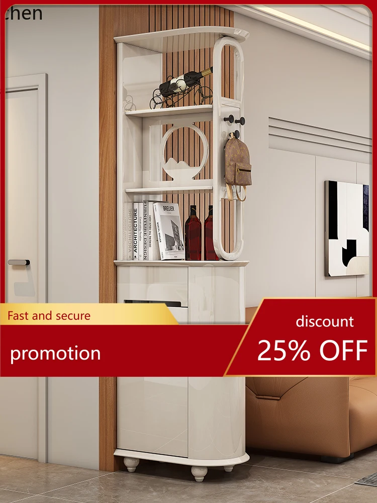ZML Entrance Cabinet Wine Cabinet Small Apartment Partition  Storage Rack Living Room Screen Cabinet Double-Sided