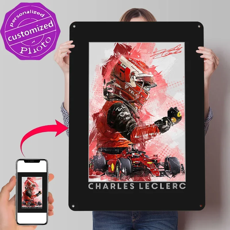 Charles Leclerc Personalized 3D Textured Metal Poster Wall Art Tinplate Sign for Home Decoration Garage Decorations Decor Room