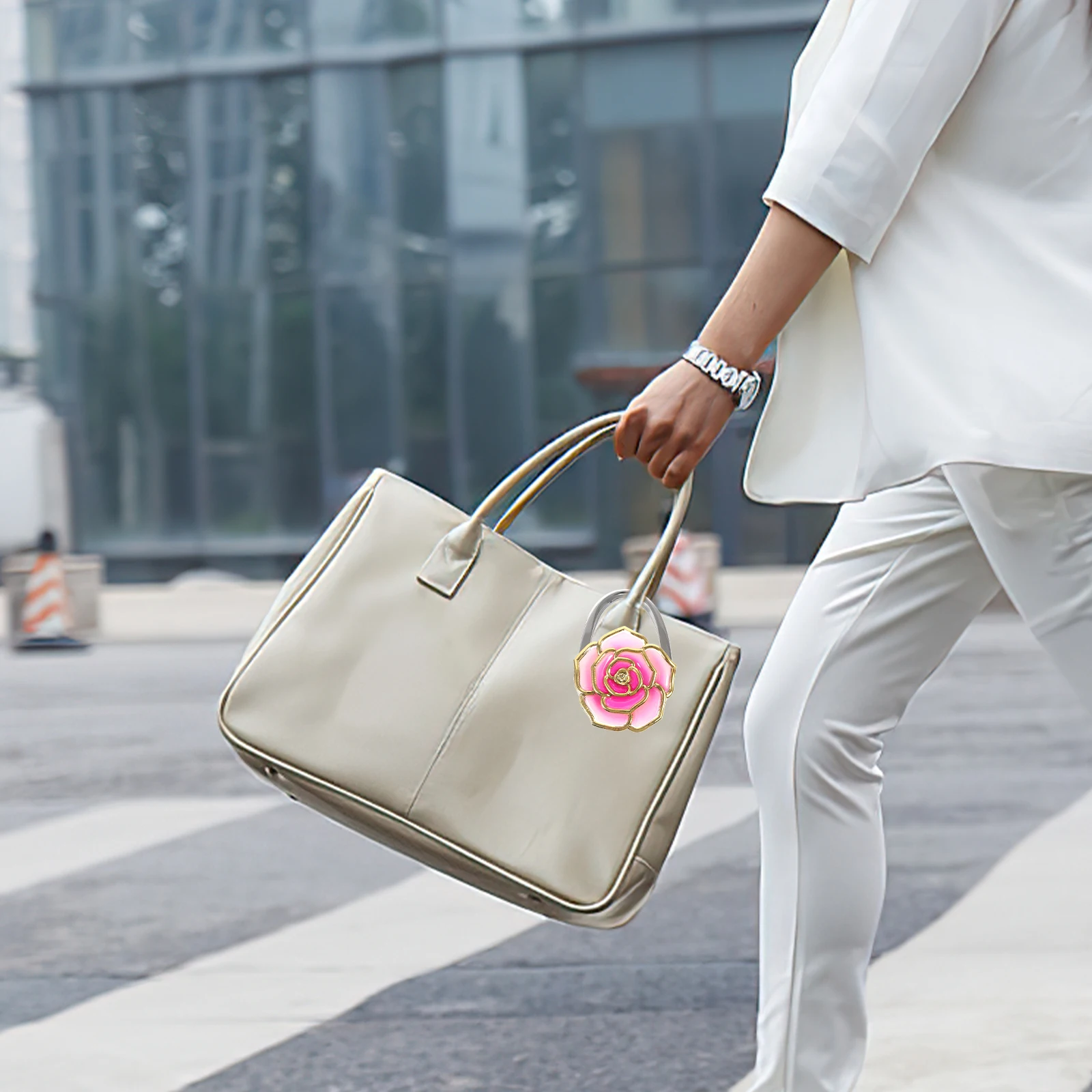 

Lock Clasp Handbag Hanger Pink Foldable 115Mm Extended 50X70Mm Compact Zinc Alloy Acrylic Bag Table Hook For Desk Non-Slip