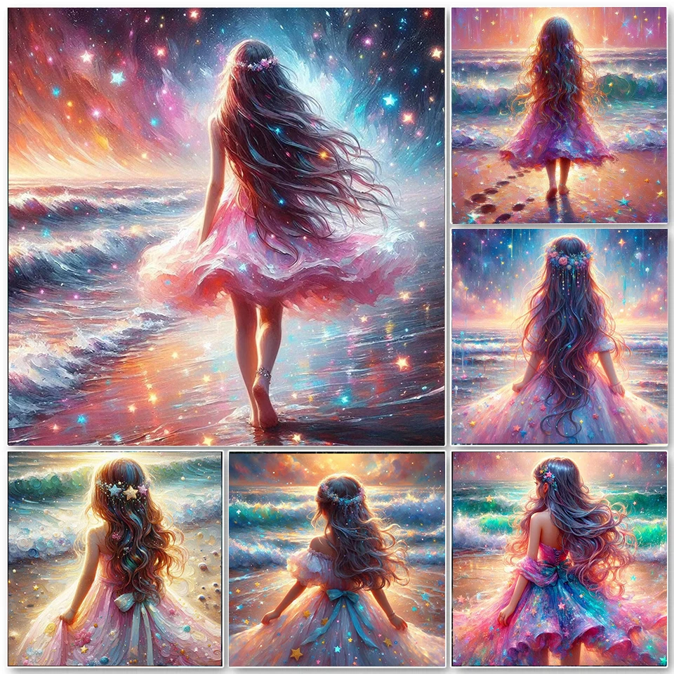 Diamond Painting Full Square Diamond Embroidery Of Girl's Back Scenery Picture 5D Diy Mosaic Rhinestone Home Decoration