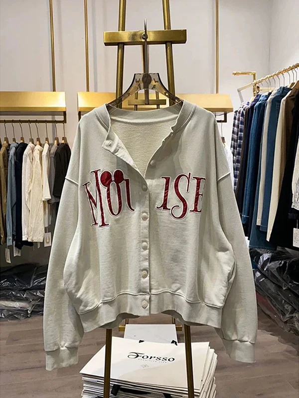 

Большой размер 300 Pou, американский бейсбольный джет в стиле ретро, женский повседневный свободный универсальный топ-джер, дышащий теплый полиэстер, нейлон...