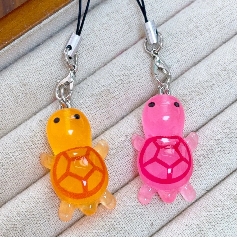10/5/2pc Luminous Cartoon 3D Turtle Keychain Candy Color Animal Charms with Key Ring Kid Toys Student Diy Backpack Decor Gifts