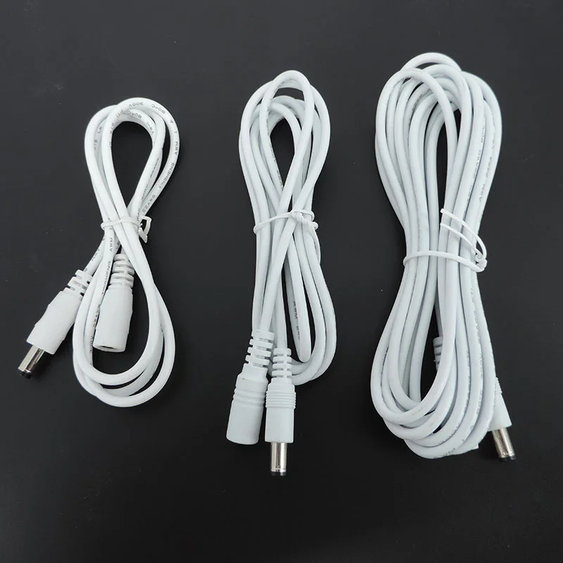 DC Power Supply Cable Extension Cord Adapter Female to Male Connector Plug 12V 5.5mm X 2.1mm Cords for Strip Light CCTV Camera Q
