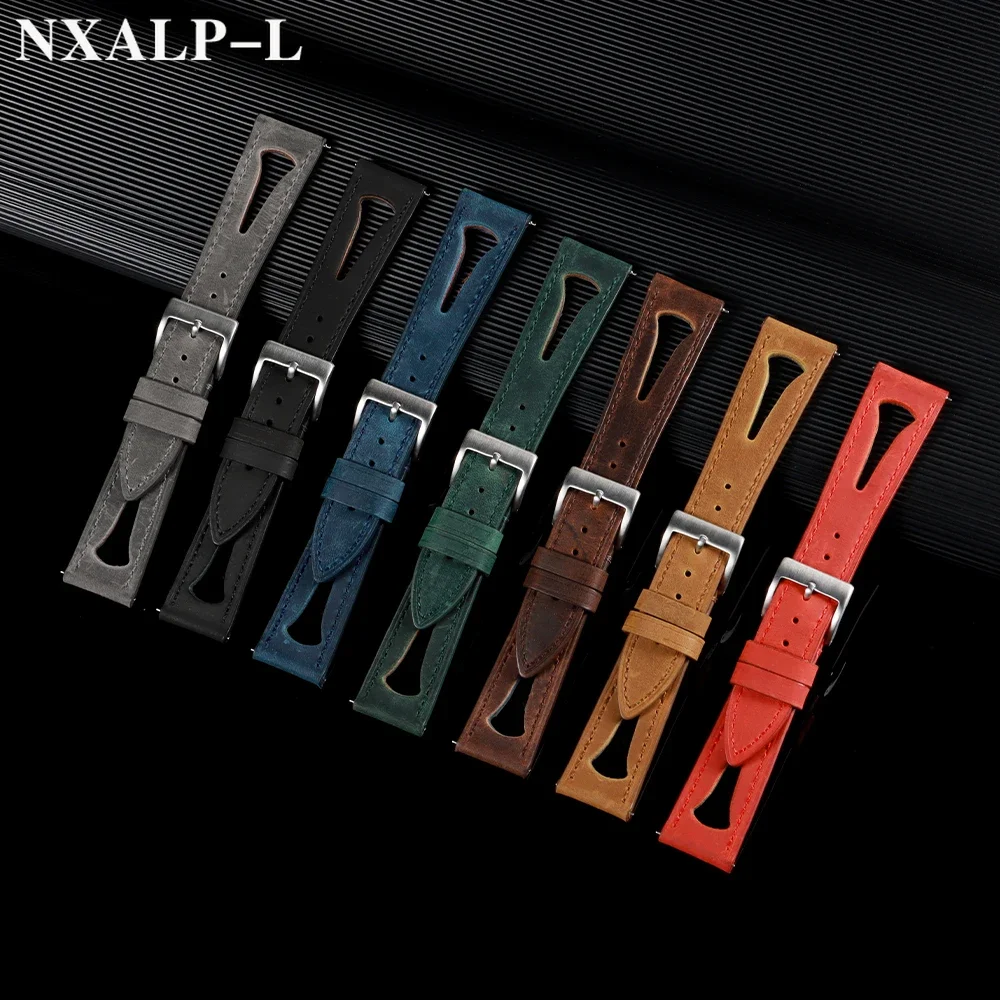 جلد البقر حزام (استيك) ساعة 20 مللي متر 21 مللي متر 22 مللي متر 24 مللي متر خمر براون تنفس حزام جلد طبيعي لأوميغا ل Seiko Smartwatch معصمه